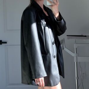 NA-KD Black Faux Leather Blazer